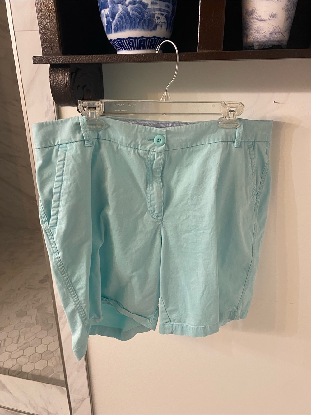 crown & ivy Light Aqua Cotton Bermuda Shorts
